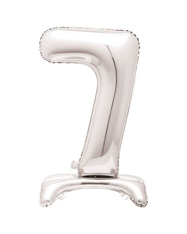 Number 7 Silver Shaped Standing Balloon - 30&quot; Foil