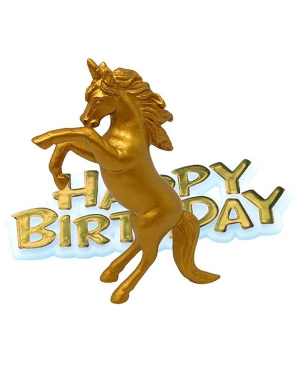 Unicorn Gold Happy Birthday Cake Topper