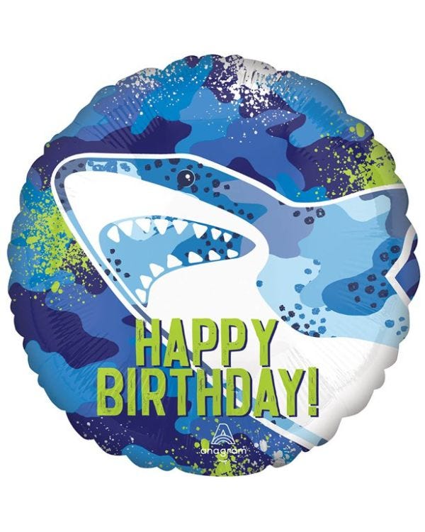 Shark Birthday Balloon - 18&quot; Foil