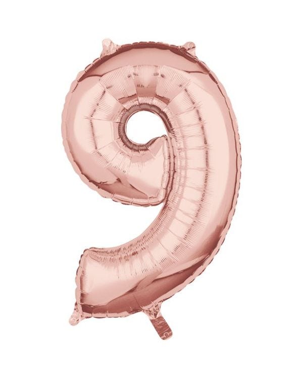 Rose Gold Number 9 Balloon - 26&quot; Foil