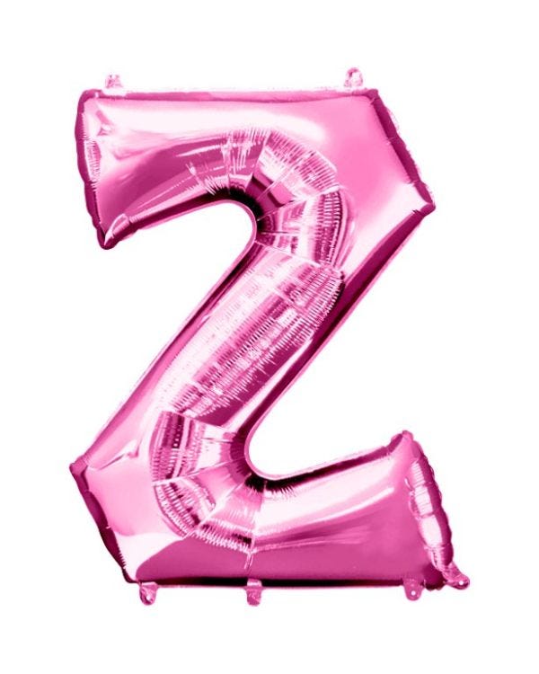 Pink Letter Z Balloon - 34&quot; Foil