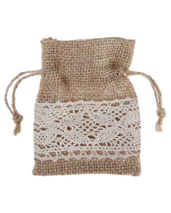 Hessian Lace Favor Bags (4pk)