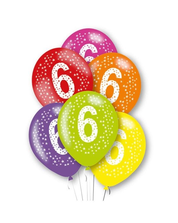 Age 6 Latex Balloons - 11&quot; (6pk)