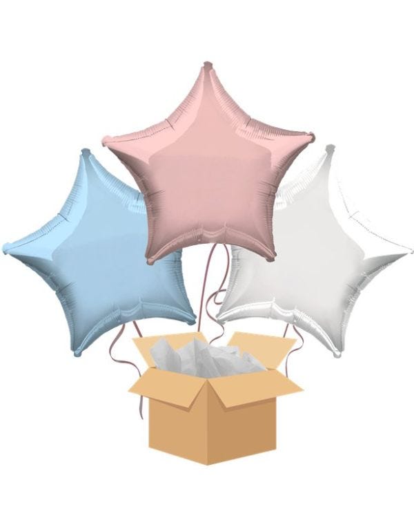Pastel Stars Balloon Bouquet - Delivered Inflated