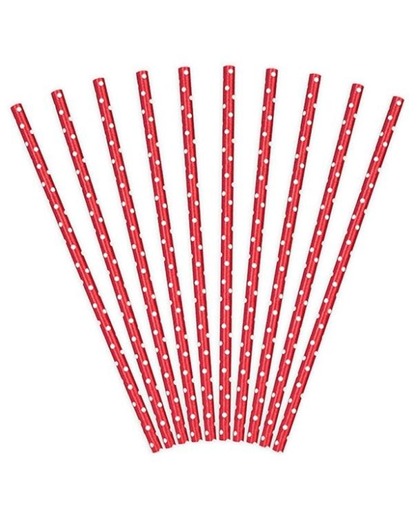 Red Dots Paper Straws (10pk)