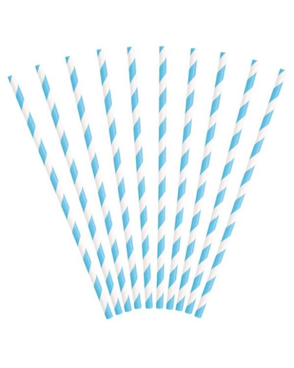 Baby Blue Stripe Paper Straws (10pk)