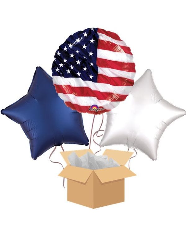 USA Flag Balloon Bouquet - Delivered Inflated