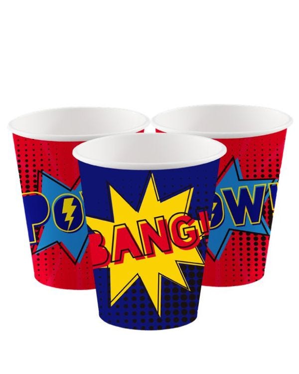 Super Hero Party Paper Cups - 250ml (8pk)