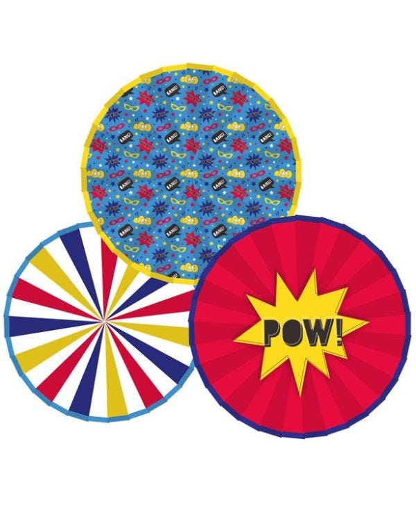 Super Hero Party Paper Fan Decorations (3pk)