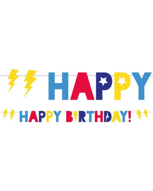 Super Hero Party &#039;Happy Birthday&#039; Paper Banner - 2.5m