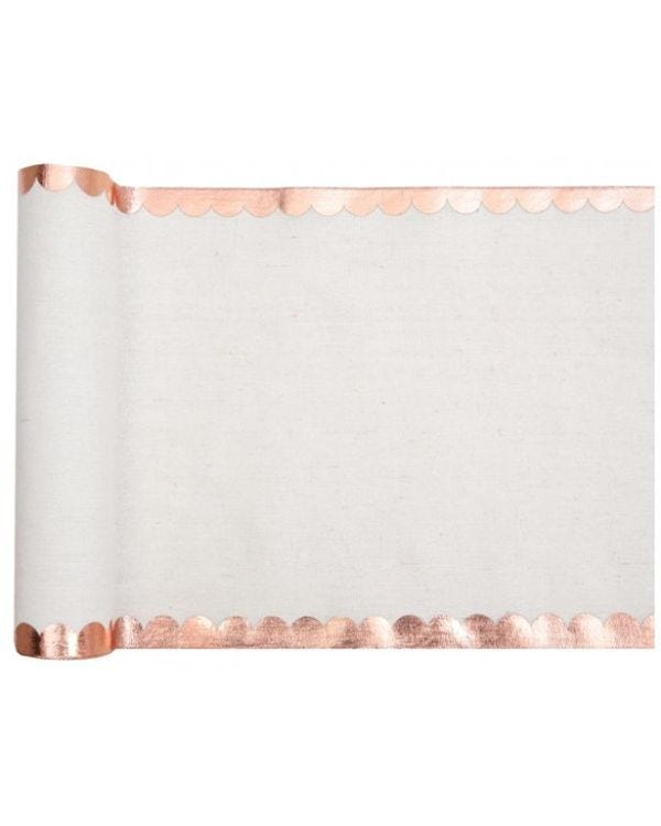 Scalloped Rose Gold Linen Table Runner - 3m