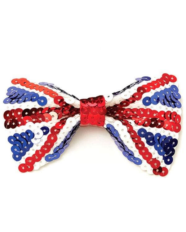 Union Jack Sequin Bow Tie