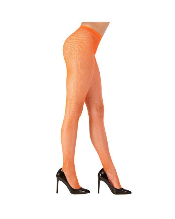 Neon Orange Fishnet Tights - Adult One Size