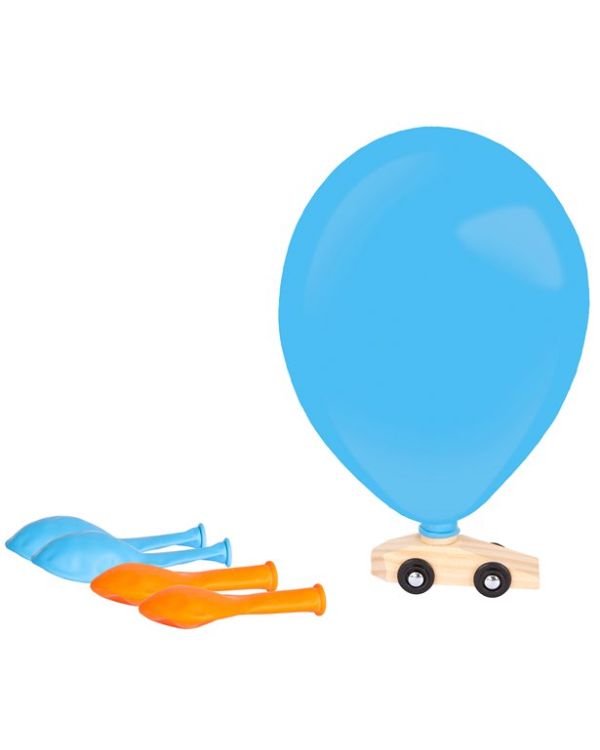 Balloon Air Drive Car - 11&quot; Latex Balloons with Wooden Car (5pk)