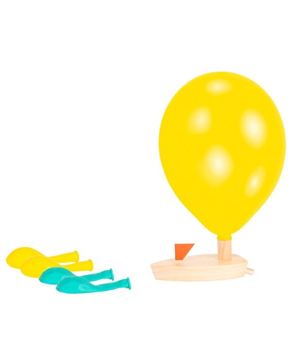 Balloon Air Drive Wooden Boat with 9&quot; Latex Balloons (5pk)
