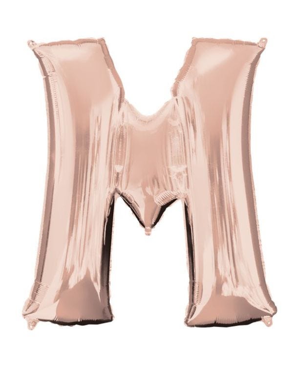 Rose Gold Letter M Air Filled Balloon - 16&quot; Foil