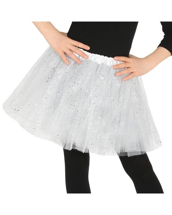 White Glitter Tutu - Child One Size