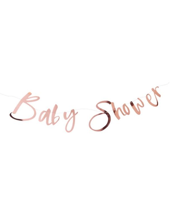 Twinkle Twinkle &#039;Baby Shower&#039; Rose Gold Paper Banner - 1.5m