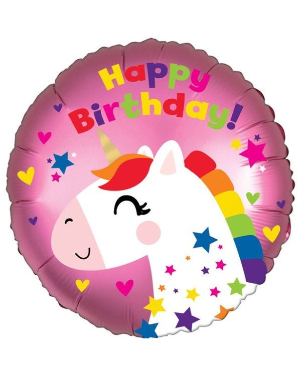 Unicorn &#039;Happy Birthday!&#039; Balloon - 18&quot; Foil