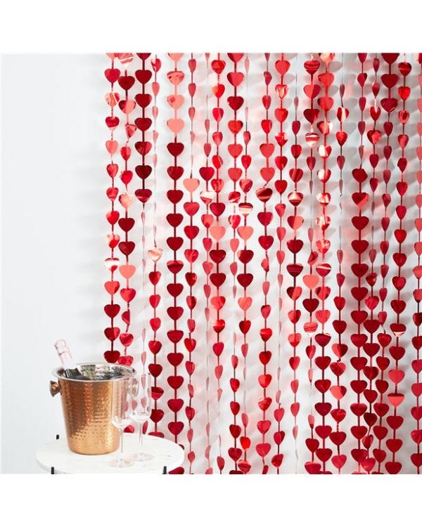 Red Heart Fringe Curtain - 1m x 2.2m