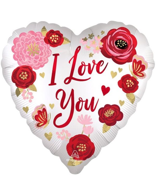 White Heart Love You Balloon - 18&quot; Foil