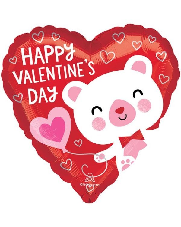 Red Heart White Bear Balloon - 16&quot; Foil