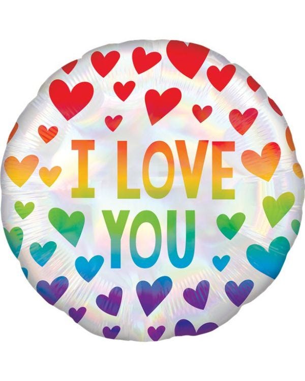 Rainbow Hearts &#039;I Love You&#039; Foil Balloon - 18&quot;