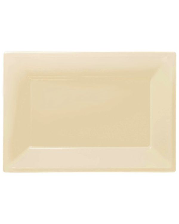 Ivory Plastic Serving Platters - 23cm x 33cm (3pk)