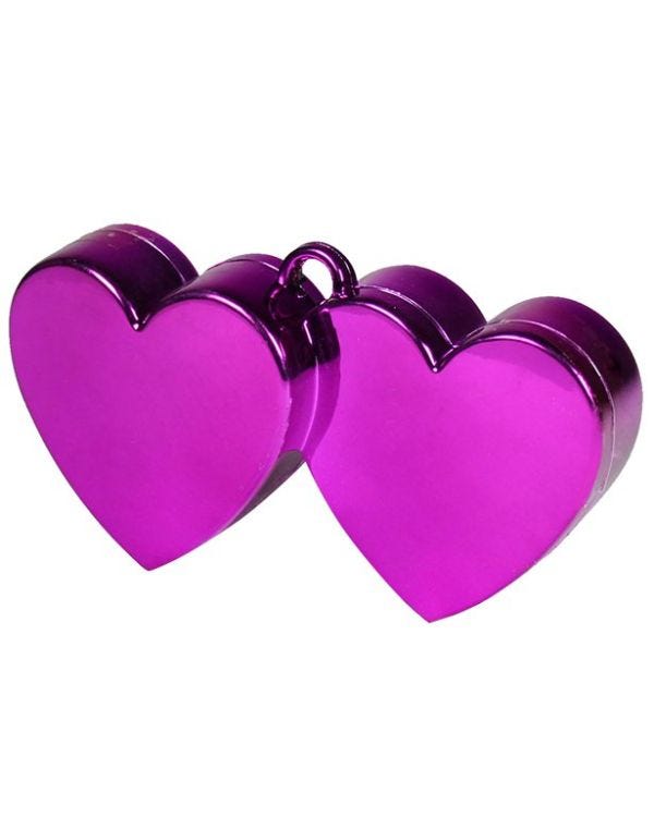 Magenta Double Heart Balloon Weight - 135g