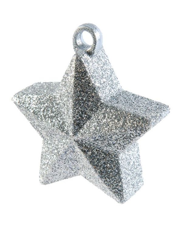 Silver Glitter Star Balloon Weight - 165g