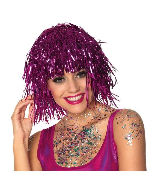 Pink Tinsel Wig