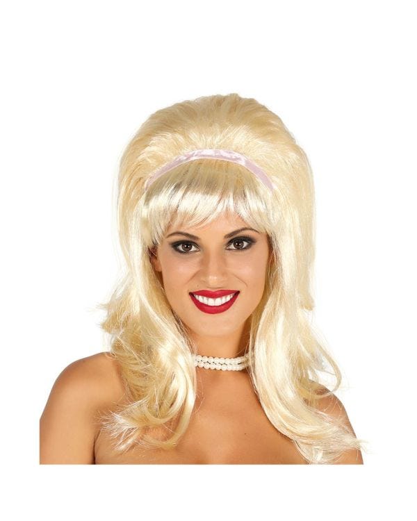 60s Blonde Wig With Ribbon
