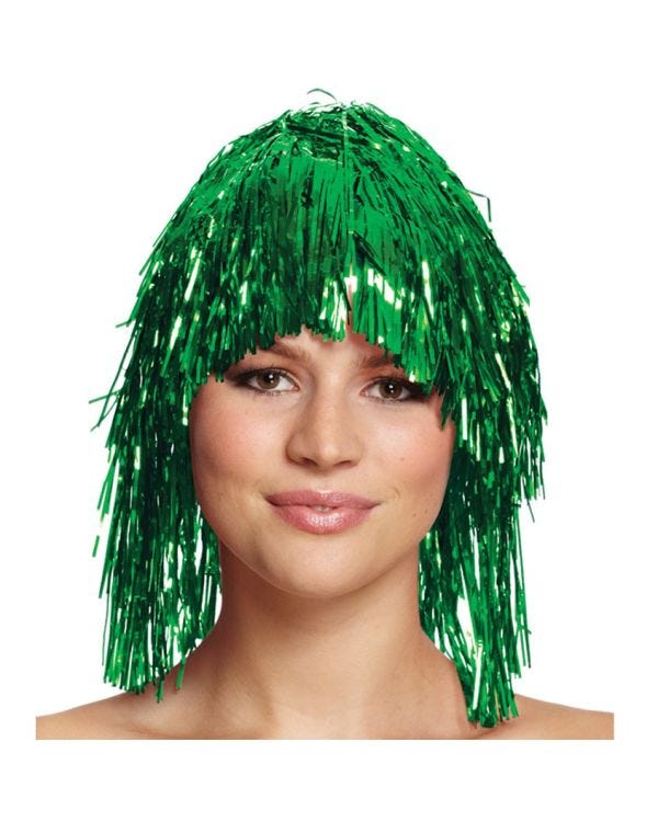 Green Tinsel Wig