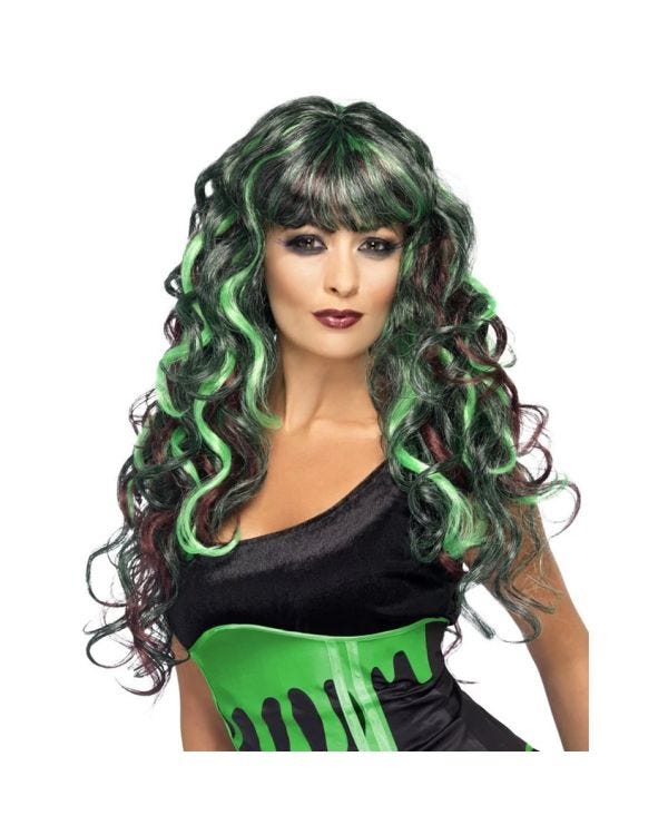 Green &amp; Black Wig