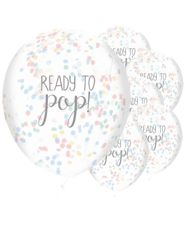 Baby Wishes &#039;Ready To Pop&#039; Balloons - 12&quot; Latex (5pk)