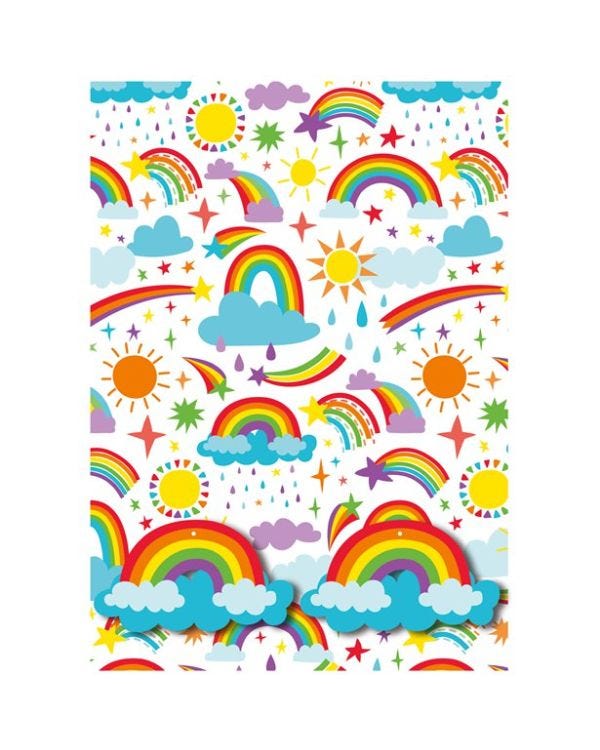 Rainbow Wrapping Paper - 2 Sheets (50cm x 70cm) with Tags