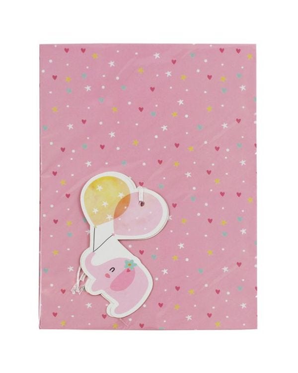 Pink Baby Girl Wrapping Paper - 2 Sheets with Tags