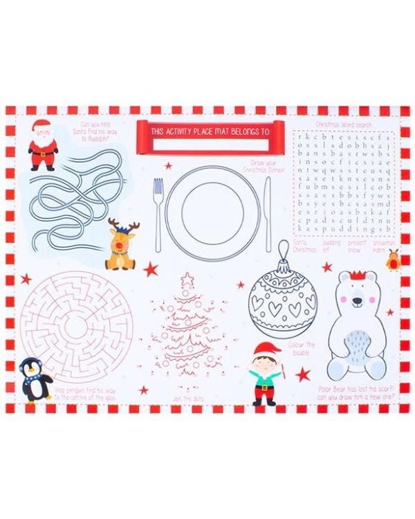 Christmas Activity Placemats - 38 x 29cm (6pk)