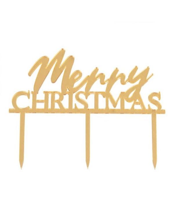 Gold Merry Christmas Cake Topper