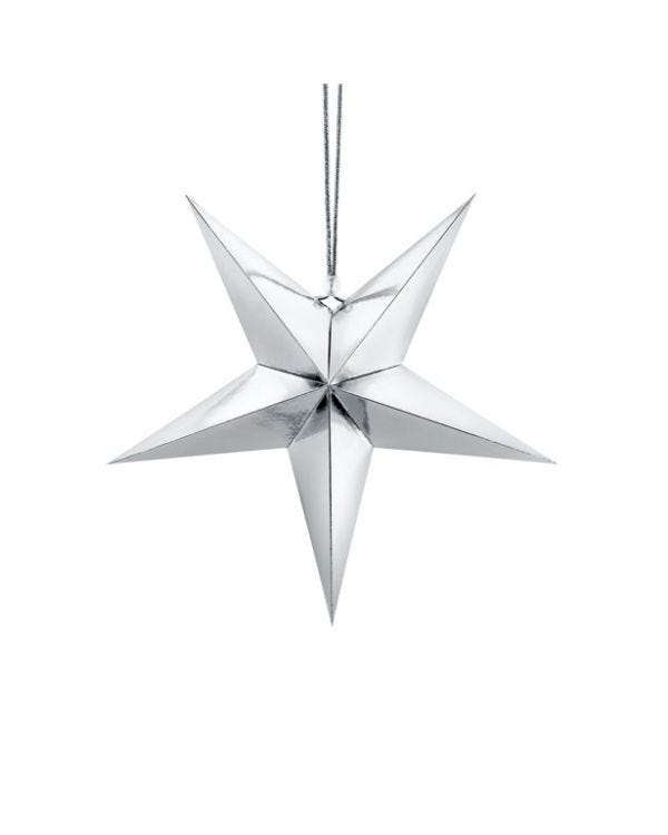 Silver Paper Star Decoration - 30cm