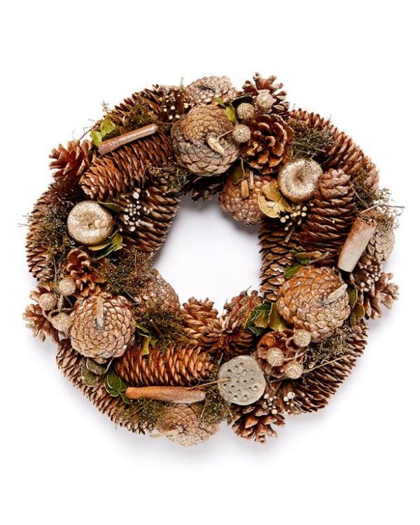 Woodland Gold Glitter Wreath - 29.5cm