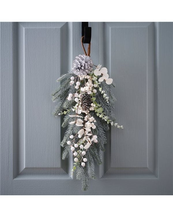 Green and White Foliage Door Swag