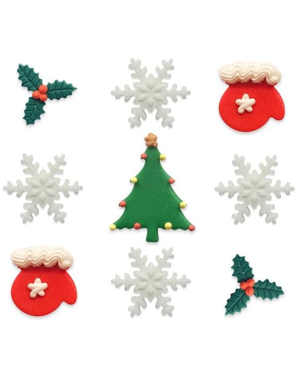 Merry Little Christmas Assortment Sugar Cake Toppers (9pk)
