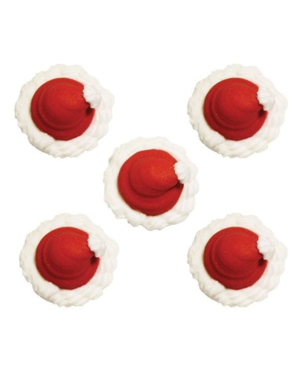 Santa Hat Sugar Cake Toppers (5pk)