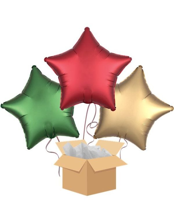 Festive Stars Balloon Bouquet - Delivered Inflated
