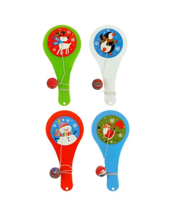 Christmas Paddle Bat &amp; Ball - 11.5cm