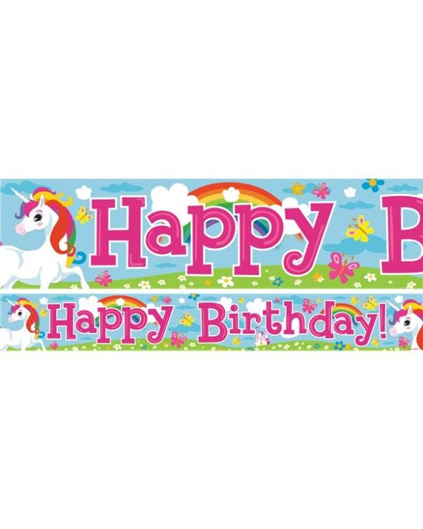 Unicorn Happy Birthday Paper Banners - 1m (3pk)
