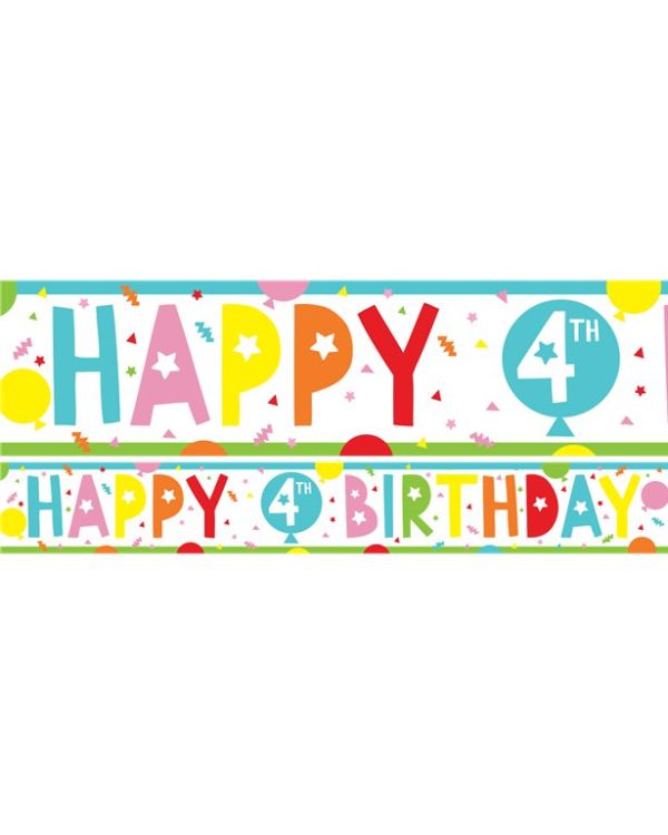 4th Birthday Paper Banners - 1m (3pk)