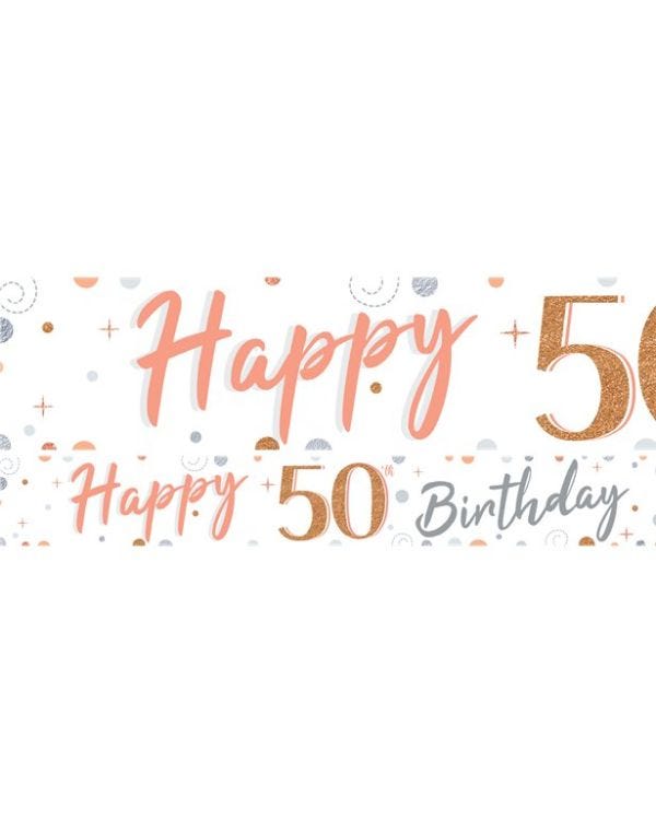 50th Sparkling Fizz Paper Banners - 1m (3pk)