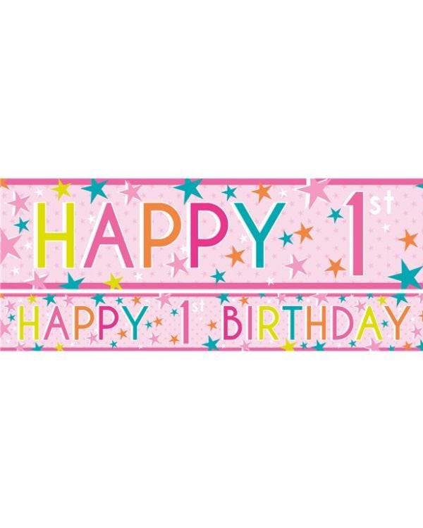 Girls 1st Birthday Paper Banners - 1m (3pk)